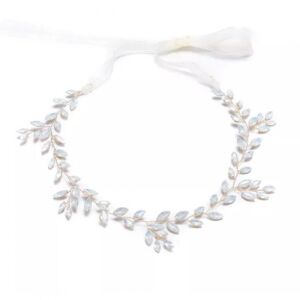 Ръчно изработена лента за коса – Композиция с кристали и перли, Ecarla 135911642 - Ecarla