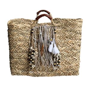 Geantă de plajă boho, din iută cu decorațiuni, 44 x 30 x 18 cm – Hoff Interieur 128269680 - Accesorii pentru îmbrăcăminte