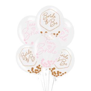Set mit 6 Latexballons mit Konfetti, Modell Team Bride, Amscan, 27,5 cm