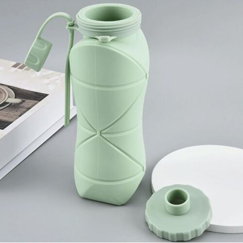 Faltbare Wasserflasche, Ecarla, Silikon, 600ml, grün, BPA-frei, leicht zu tragen 128269579