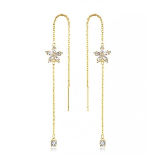 Обеци от неръждаема стомана, с цирконий, 14K златно покритие, с шпилка, Ecarla, KST2848 128269599