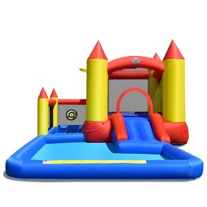 Timeless Tools felfújható vízipark kastély csúszdával, medencével, kosárlabda gyűrűvel és labdamedence - Timeless Tools