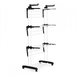 ModernHome 3 szintes ruhaszárító állvány kerekekkel, fehér és fekete - Ruhaszárító