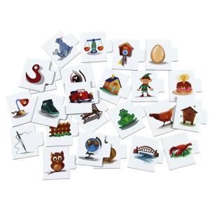 Piese de puzzle cu litere pentru copii, cu diverse ilustrații, cum ar fi o casă, o broască, o mașină și multe altele - Puzzle 3D & Puzzle cu burete