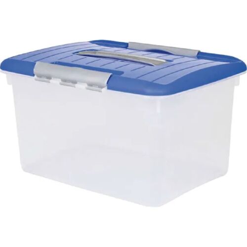 Кутия с капак и дръжка Hobby Optima 15L 37.4x28x21см прозрачна/синя 131443828