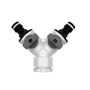 2-utas csapelosztó, külön szabályozható átfolyás, gyorscsatlakozó-kompatibilis 128276737 - Csatlakozó és kiegészítő