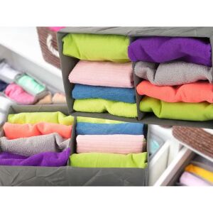 Szürke fiókrendező rekeszekkel ruhák, fehérnemű, zokni és egyéb apró dolgok tárolására - Gardrób rendszerező