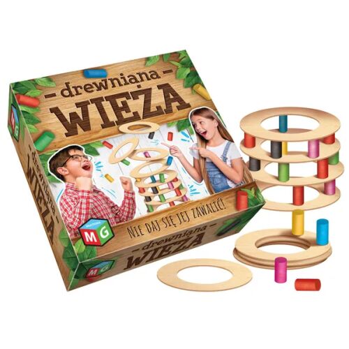 Fa ügyességi toronyjáték dobókockákkal, 24 cm, 42 színes pálca 128277476