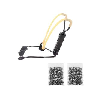 Profesjonalny zestaw procy metalowej z podpórką na nadgarstek i 200 kulkami 10 mm, metal, uchwyt antypoślizgowy, 18 cm 128278042 - Polowanie