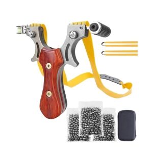 Metall-Schleuder-Set mit Laser und 300 Metallkugeln 6 mm, 12 cm, Schleuder, Holzgriff, braun, inkl. Etui 128278112 - Jagd