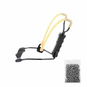 Profesjonalny zestaw procy metalowej z podpórką na nadgarstek i 100 kulkami 9 mm, metal, uchwyt antypoślizgowy, 18 cm 128278459 - Polowanie