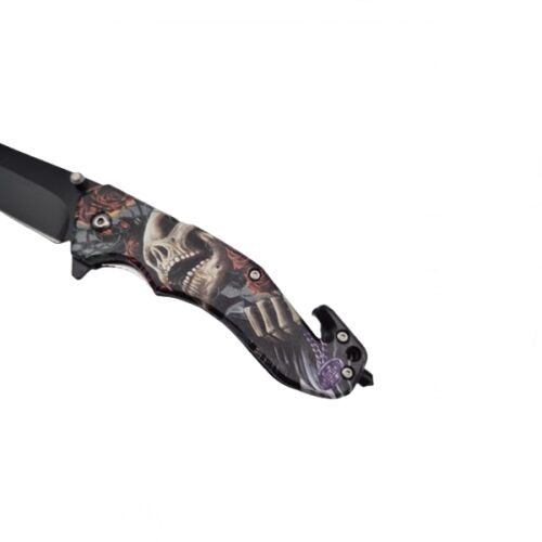 Halbautomatisches Messer, IdeallStore®, Skull Pocket, Glasbrecher, 20 cm 128278582