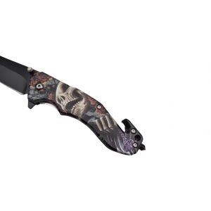 Poloautomatický nôž, IdeallStore®, Skull Pocket, zariadenie na rozbíjanie skla, 20 cm 128278582 - Kempovanie&Turistika