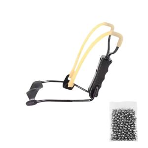 Profesjonalny zestaw procy metalowej z podpórką na nadgarstek i 100 kulkami 7 mm, metal, uchwyt antypoślizgowy, 18 cm 128278581 - Polowanie