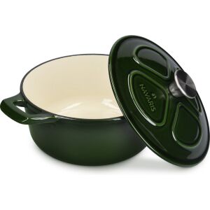 Navaris 24 cm sötétzöld öntöttvas edény fedővel - Navaris