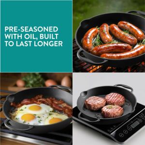 Navaris öntöttvas serpenyő tűzhelyhez / sütőhöz / grillhez - 30,6 cm - fekete, NAV0000100Q004C