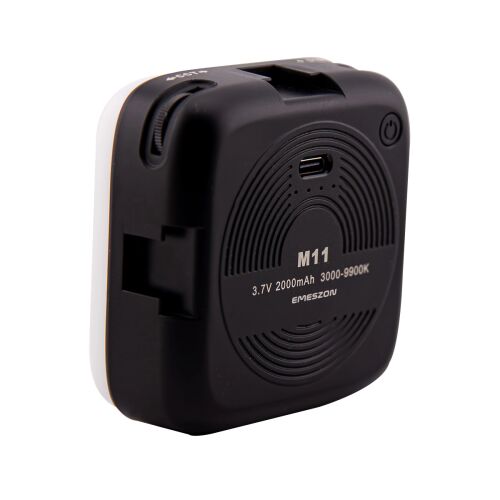 Profesionálna a prenosná trojfarebná LED selfie lampa, EMESZON® M11, 25 W, typ C, farba 3000K-9900K, batéria 2000 mAh, čierna
