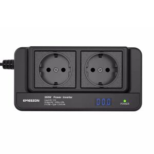 EMESZON® M8300-2 200W Auto-Wechselrichter mit 2 AC-Steckdosen und 3 USB-Anschlüssen - Auto-Inverter
