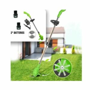 Kimiyo CH23-361 Bezdrôtová kosačka na trávu a zastrihávač s 2 batériami, zobrazujúci produkt v použití na zelenom trávniku - Kosačky na trávu a orezávačky