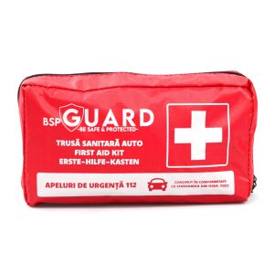 Trusa sanitară auto BSP GUARD, standard DIN 13164, roșie, cu cruce albă - Cutie de prim ajutor