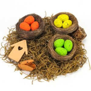 Tojások fészekben sárga-zöld-narancs