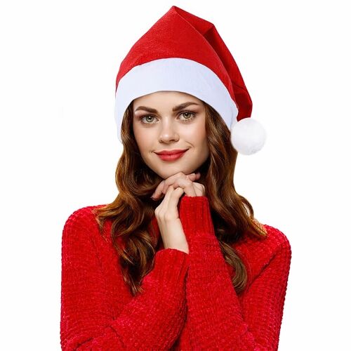 Univerzális méretű Mikulás sapka bojttal légáteresztő filc anyagból - piros, fehér 128288395