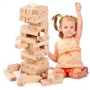 51 db-os, fából készült jenga - szórakoztató és készségfejlesztő toronyépítő társasjáték 128288521 - Jenga