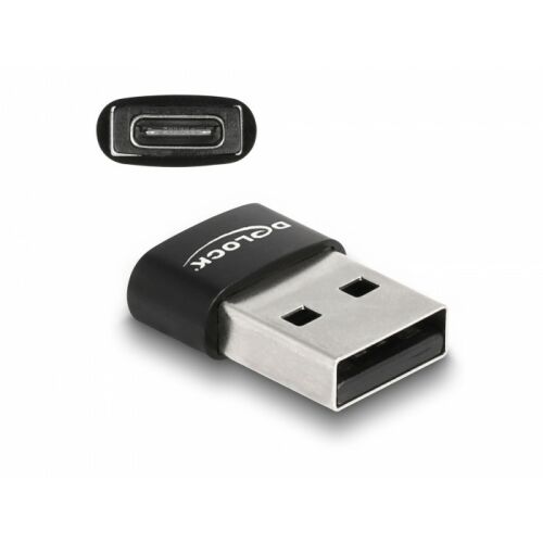 Delock USB 2.0 Type-A - Type-C adapter, fekete - USB átalakító