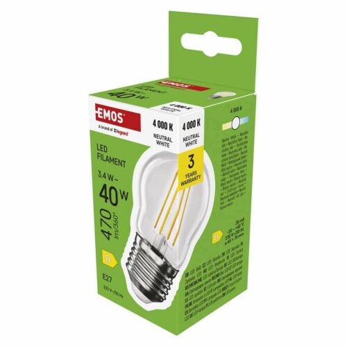 LED izzó Filament Mini Globe / E27 / 3,4 W (40 W) / 470 lm / Természetes fehér (ZF6D23) 128300707