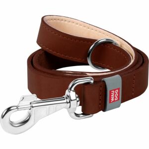 WAUDOG természetes bőr kutyapóráz 14 mm széles, 122 cm hosszú barna (08136)