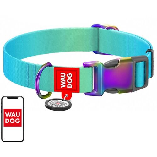 Waudog gradiens nylon nyakörv QR kóddal, kék, M-es méret (46512)