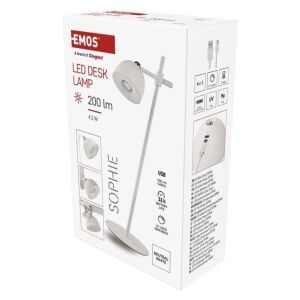 EMOS Sophie LED asztali lámpa, újratölthető, 200 lm, fehér (Z7635W)