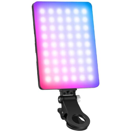 Újer VL67C RGB LED Szelfi Lámpa Csipeszel, 5W, Telefonhoz, Videóhoz, Sminkhez, Fotózáshoz - LED körfény és körlámpa