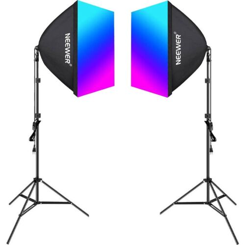 Kit Neewer NK800 két softbox + izzók RGB 24W 2700-6500K + állványok + barndoors (B0CF55TW5J) 128305257