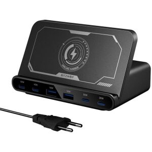 BlitzWolf BW-S27 asztali töltő, 2xUSB-A, 4xUSB-C (fekete) 128305512 - Elem & akkumulátor