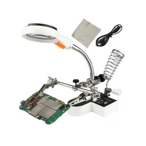 Harmadik kéz forrasztó készlet nagyítóval és LED-del 128305622 - Forrasztógép kiegészítő