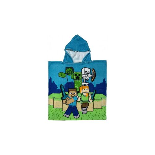 Minecraft kapucnis törölköző, kék, Minecraft karakterekkel, gyerekeknek - Baba törölköző és fürdőlepedő