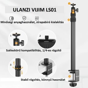 Ulanzi Vijim LS01 multifunkciós, állítható asztali állvány rendszer, gömbfejjel