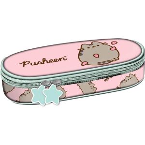 Pusheen cicás rózsaszín ovális tolltartó csillag alakú cipzárhúzókkal - St. Majewski