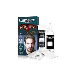 Cameleo Men Krem do koloryzacji włosów 5.0 Jasny brąz, trwała farba do włosów dla mężczyzn, pokrywa siwe włosy, brodę i wąsy, Delia Cosmetics - Farba do włosów