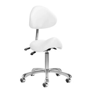 Scaun de Salon Giovanni 1004 Alb cu Spătar, Design Ergonomic pentru Saloane de Frumusețe - Scaune de salon, Set de unghii, Dispozitiv de îngrijire facială și Polizor de unghii