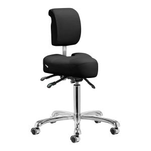 Fotel salonowy Giovanni Medical Black 1005, ergonomiczny, regulowany podnośnik i oparcie, czarne obicie, chromowana podstawa, podstawa 5-gwiazdkowa, kółka - Krzesło do salonu