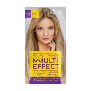 Joanna Multi Effect Color Szampon koloryzujący, Naturalny blond, 03, Bez amoniaku i utleniacza, Natychmiastowy kolor, Zmywalny kolor, Trwałość do 4-8 myć - Farba do włosów