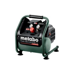 Bezdrôtový kompresor Metabo Power 160-5 18 LTX BL, zelený a čierny, s rukoväťou a dvoma manometrami - Kompresory