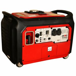 Senci SC-4000i 4kW inverter generátor, piros és fekete színben, kerekekkel - Senci