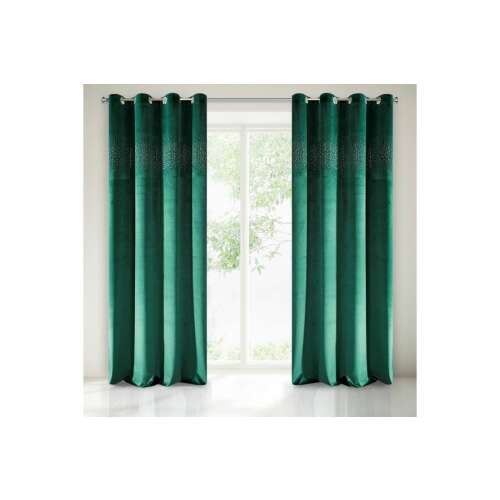 Sena zöld bársony sötétítő függöny 140x250 cm, ringlis függöny