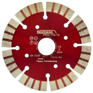 Flexmann For Cut Диамантен диск PRO 115x3,0x12,8x22,2mm турбо Червен сегментиран 128312102 - Режещ диск