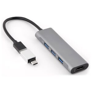 Bluestork   HUB-MINI  USB-A to 3xUSB 2.0 port + 1x USB-C 1xHDMI USB3.0 USB Hub Szürke 128312967 - USB bővítő