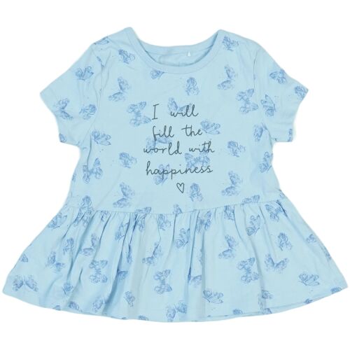 George lányruha pillangós mintával és 'I will fill the world with happiness' felirattal az elején - Kislány ruha