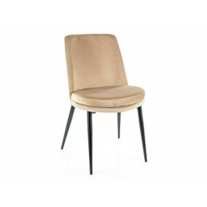 Kayla Velvet Bézs Bársony Étkezőszék Fekete Fém Lábakkal
